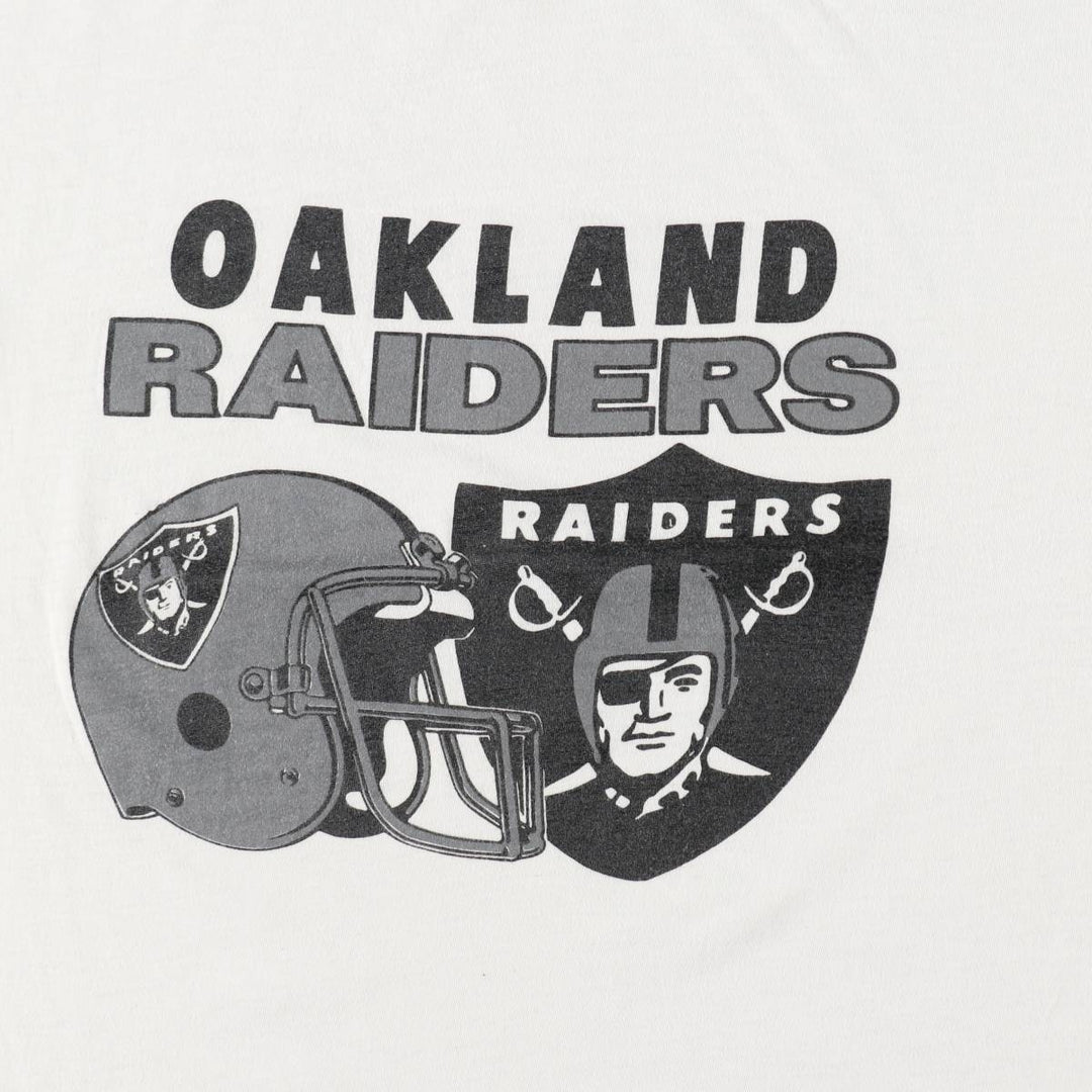 ~90'S PRIDE NFL OAKLAND RAIDERS Sports Print T-Shirt, Men's Size S (Equivalent), Vintage unclear white type Vintage Second Hand