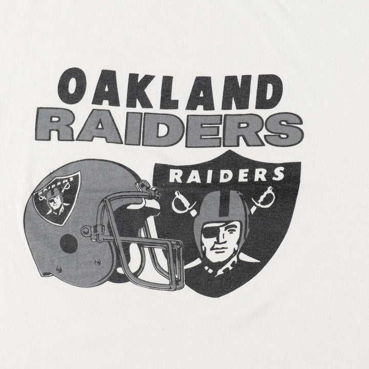 ~90'S PRIDE NFL OAKLAND RAIDERS Sports Print T-Shirt, Men's Size S (Equivalent), Vintage unclear white type Vintage Second Hand