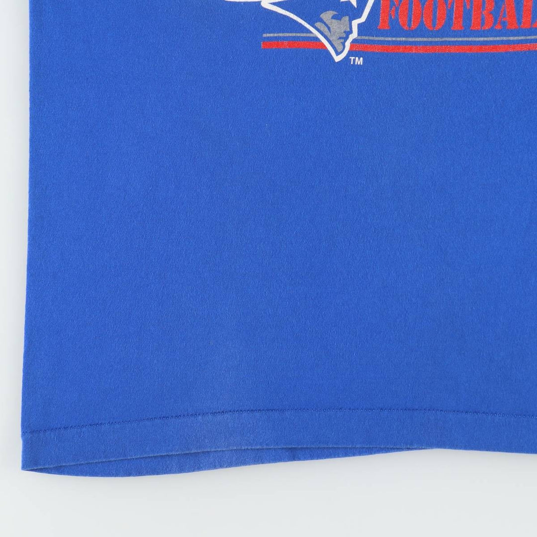 90'S LOGO ATHLETIC NFL New England Patriots Sports Print T-Shirt, Made in USA, Men's Size L (approx.), Vintage cotton blue type Vintage Second Hand
