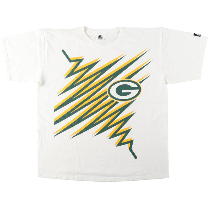 90'S Starter NFL Green Bay Packers Sports Print T-Shirt, Made in USA, Men's XL equivalent, Vintage cotton white type Vintage Second Hand