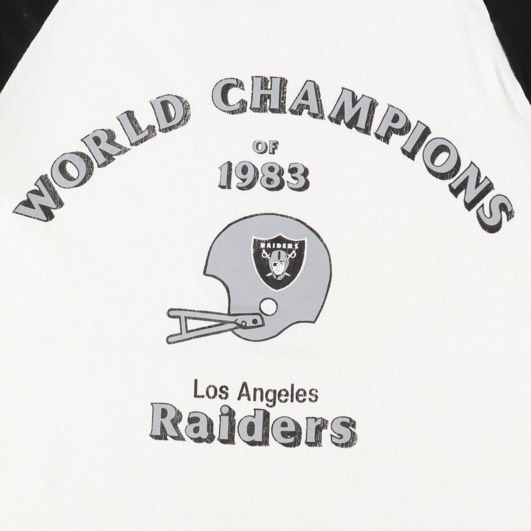 1980'S Russell NFL Los Angeles Raiders 3/4 Sleeve Raglan T-Shirt, Men's Size M (approx.) polyester white type Vintage Second Hand