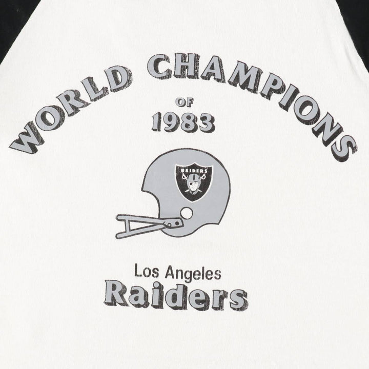 1980'S Russell NFL Los Angeles Raiders 3/4 Sleeve Raglan T-Shirt, Men's Size M (approx.) polyester white type Vintage Second Hand