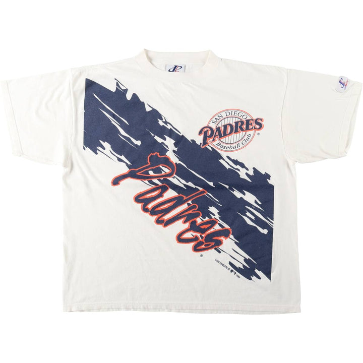 90'S LOGO ATHLETIC MLB SAN DIEGO PADRES Sports Print T-Shirt, Men's Size L (approx.), Vintage cotton white type Vintage Second Hand
