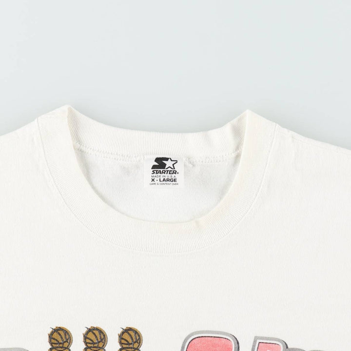 90'S Starter NBA Chicago Bulls sports print T-shirt, Made in USA, Men's XL equivalent, Vintage cotton white type Vintage Second Hand