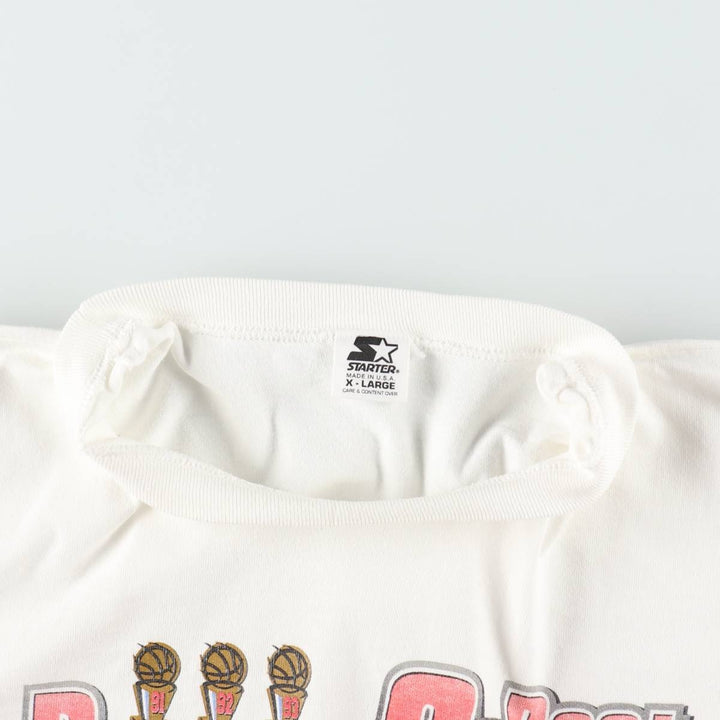 90'S Starter NBA Chicago Bulls sports print T-shirt, Made in USA, Men's XL equivalent, Vintage cotton white type Vintage Second Hand