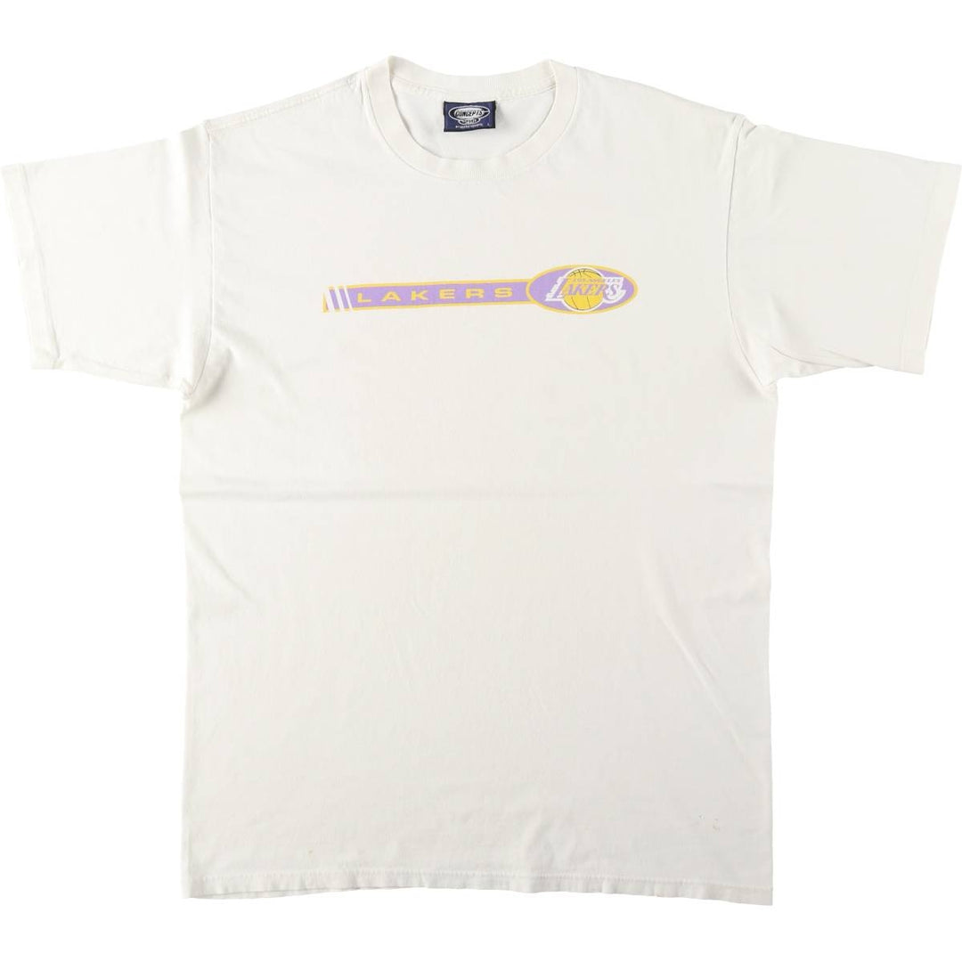 90'S CONCEPTS SPORT NBA Los Angeles Lakers Logo Print T-Shirt, Made in Canada, Men's Size L (approx.), Vintage cotton pale white type Vintage Second Hand
