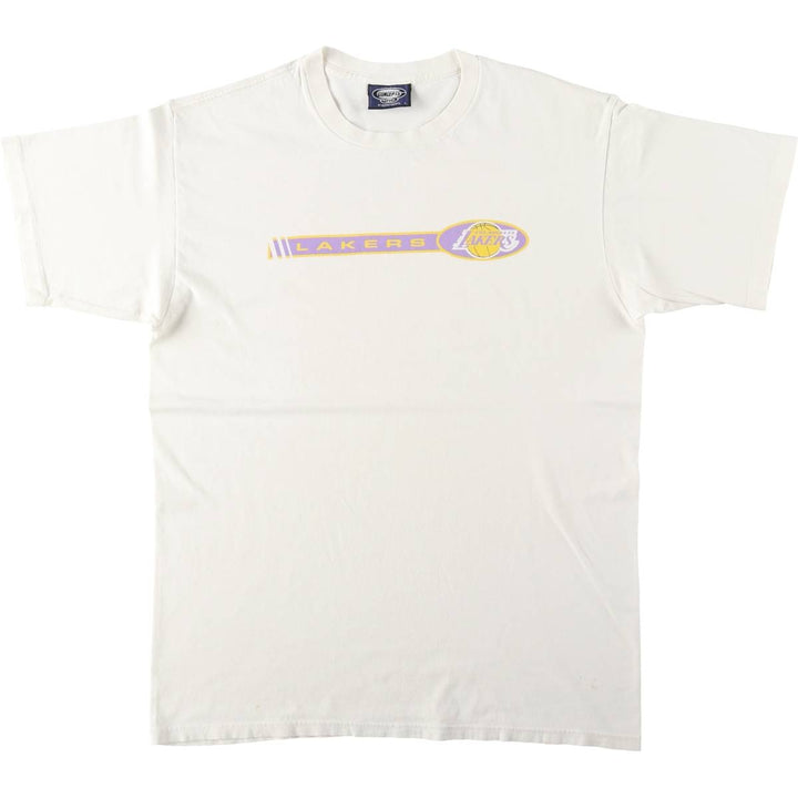 90'S CONCEPTS SPORT NBA Los Angeles Lakers Logo Print T-Shirt, Made in Canada, Men's Size L (approx.), Vintage cotton pale white type Vintage Second Hand