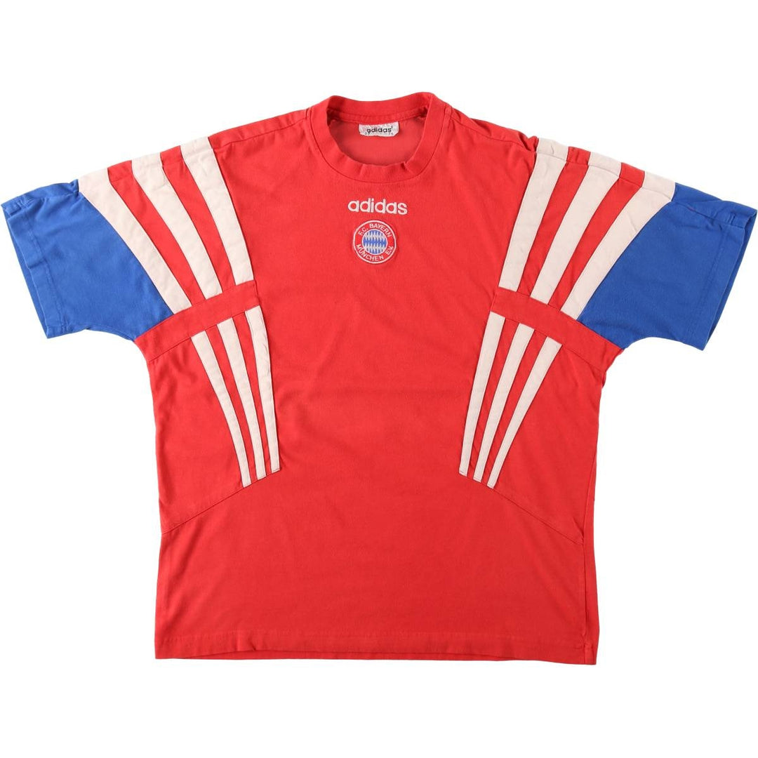 80s-90'S Adidas Bundesliga Bayern Munich sports t-shirt, men's size L (approx.) cotton red type Vintage Second Hand
