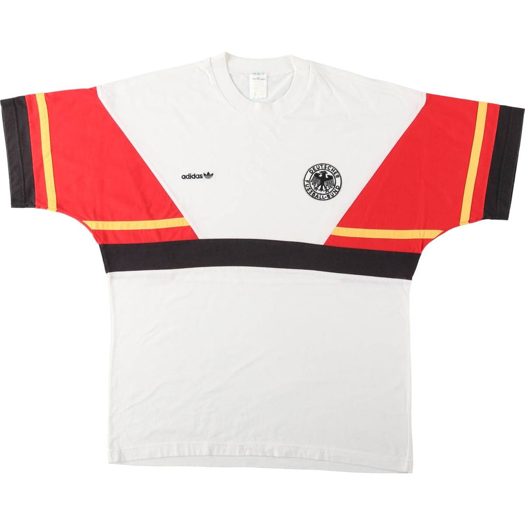 80s-90'S Adidas Germany National Team Sports T-Shirt, Men's XL equivalent, Vintage unclear white type Vintage Second Hand