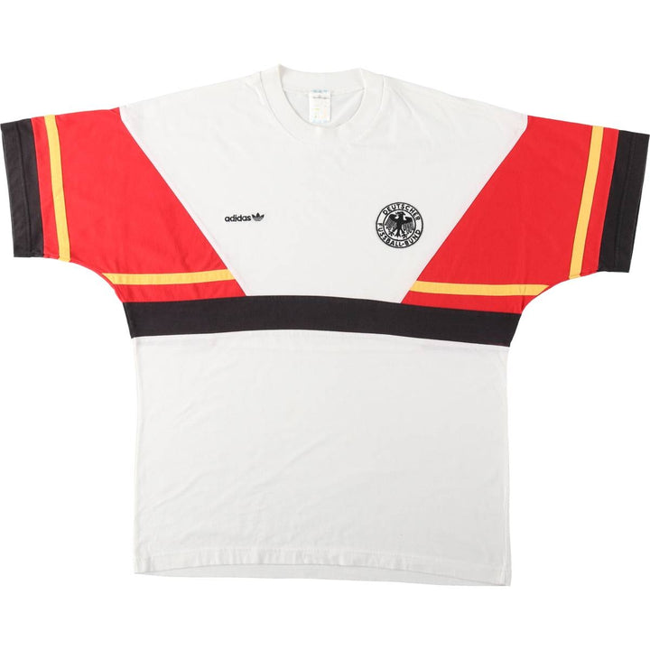 80s-90'S Adidas Germany National Team Sports T-Shirt, Men's XL equivalent, Vintage unclear white type Vintage Second Hand