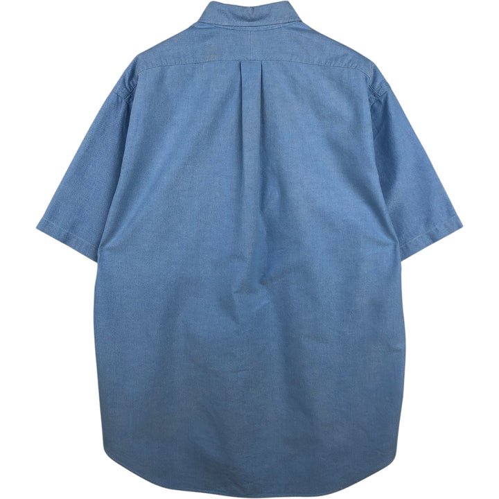 Ralph Lauren short sleeve button down shirt, men's size L cotton blue type Vintage Second Hand