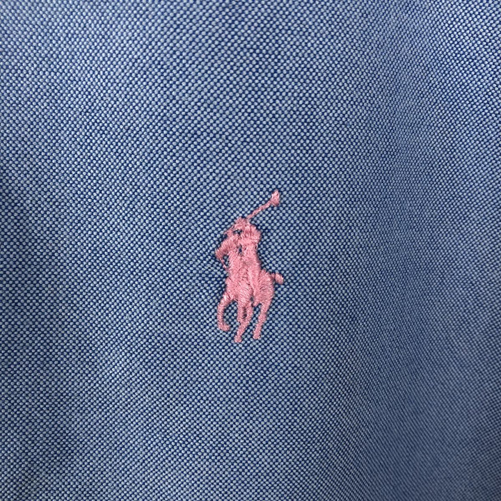 Ralph Lauren short sleeve button down shirt, men's size L cotton blue type Vintage Second Hand