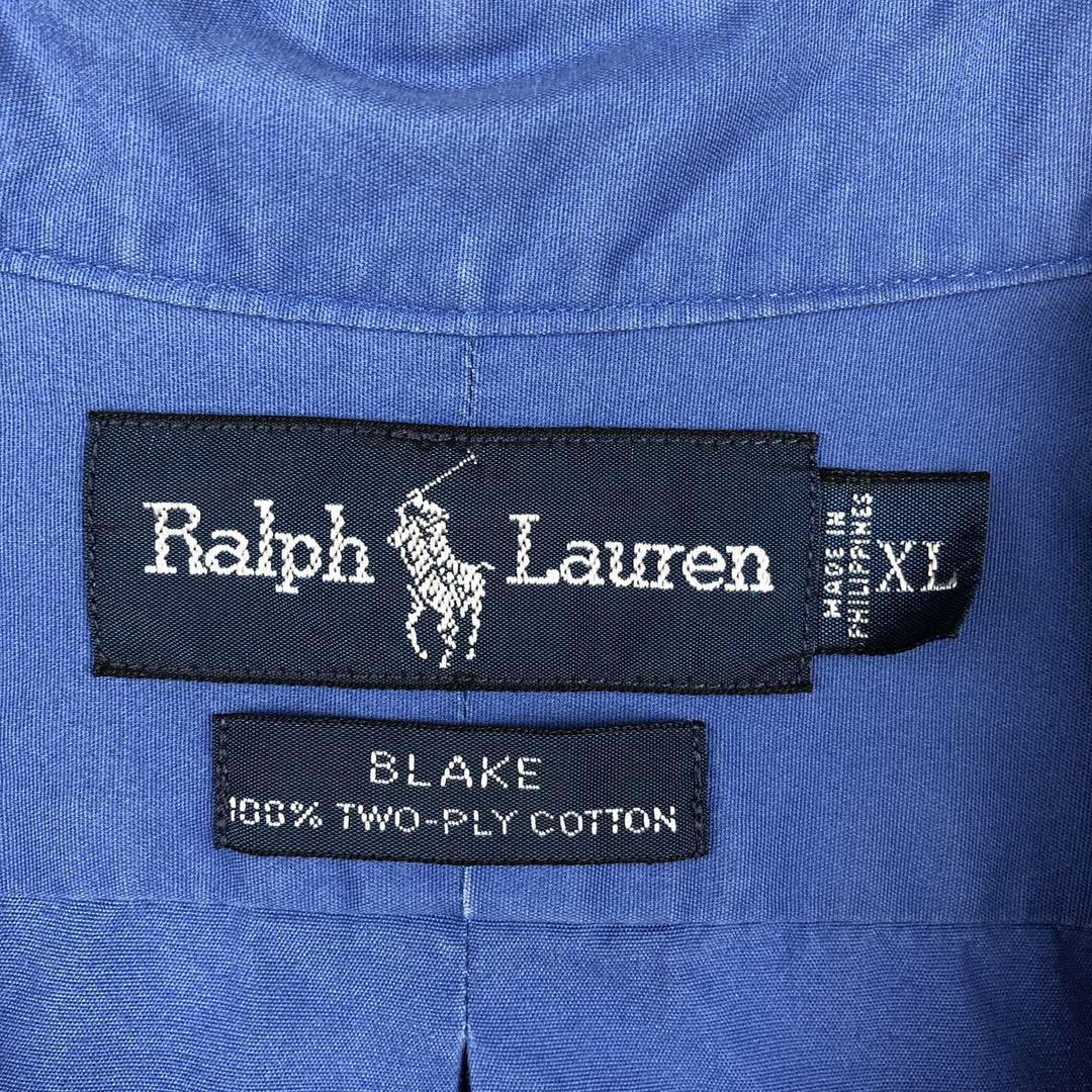 Ralph Lauren BLAKE short sleeve button down shirt, men's XL size cotton blue type Vintage Second Hand
