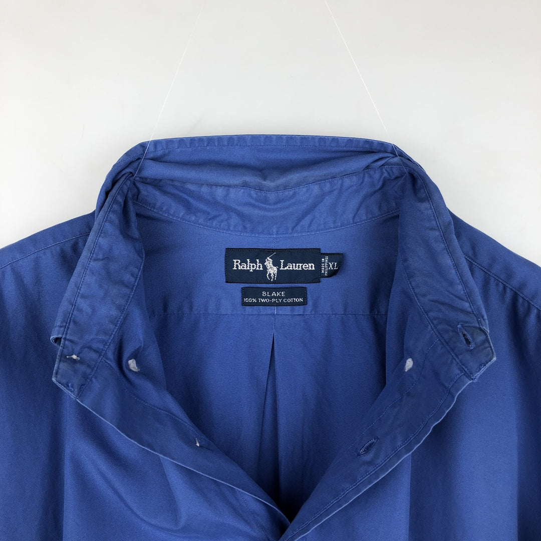 Ralph Lauren BLAKE short sleeve button down shirt, men's XL size cotton blue type Vintage Second Hand
