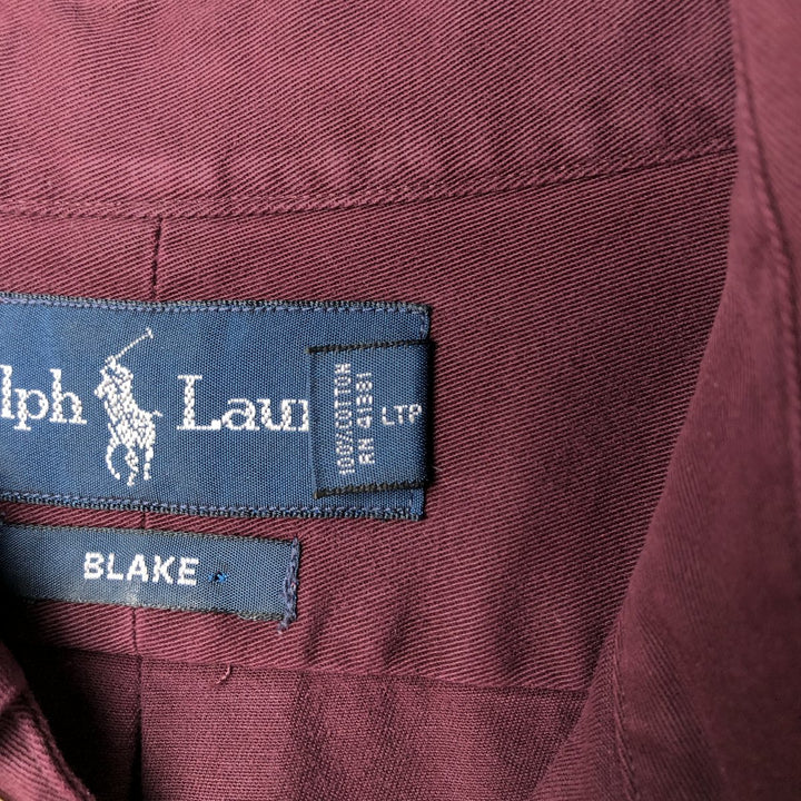 Ralph Lauren BLAKE short sleeve button down shirt, men's size M cotton Red type red-purple Vintage Second Hand