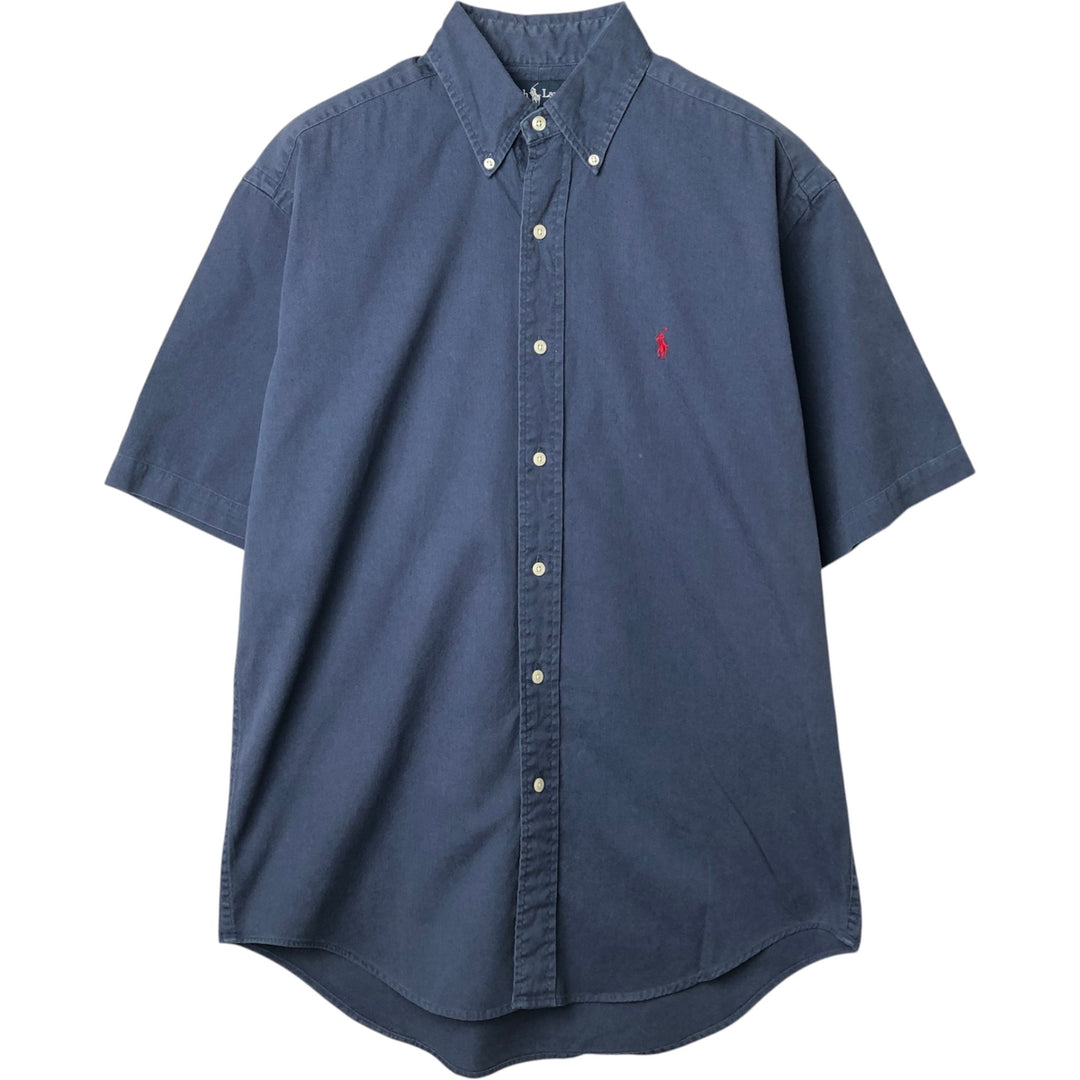 Ralph Lauren BLAIRE Short-Sleeve Button-Down Shirt, Men's Size S (approx.) cotton navy blue type Vintage Second Hand