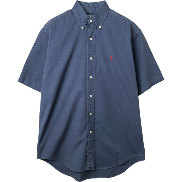 Ralph Lauren BLAIRE Short-Sleeve Button-Down Shirt, Men's Size S (approx.) cotton navy blue type Vintage Second Hand