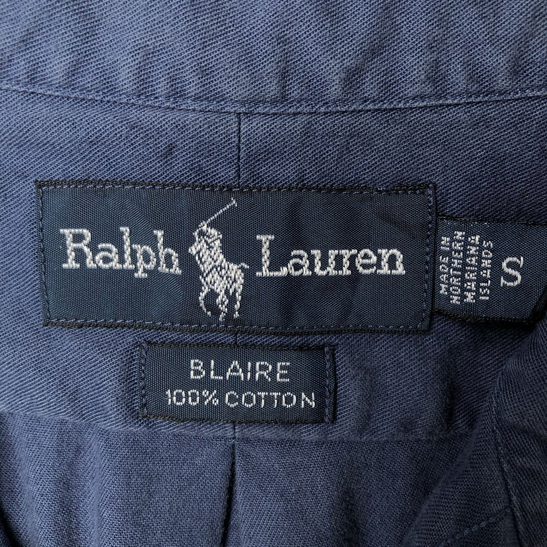 Ralph Lauren BLAIRE Short-Sleeve Button-Down Shirt, Men's Size S (approx.) cotton navy blue type Vintage Second Hand