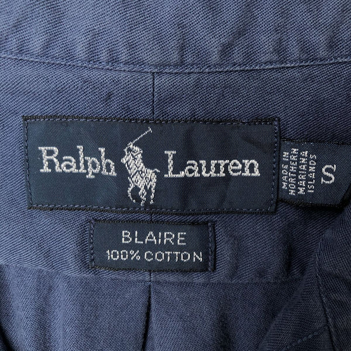 Ralph Lauren BLAIRE Short-Sleeve Button-Down Shirt, Men's Size S (approx.) cotton navy blue type Vintage Second Hand