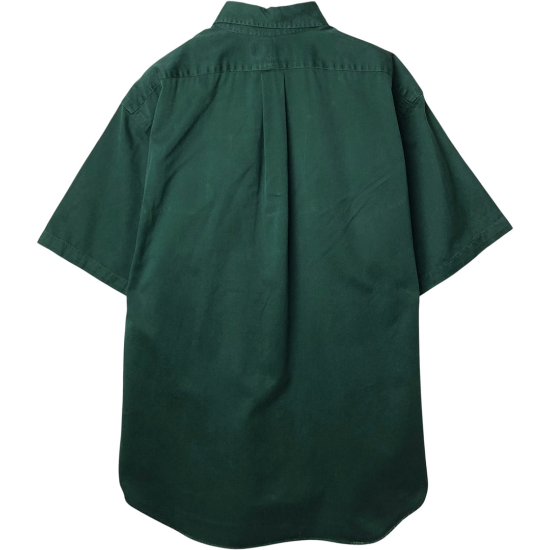 Ralph Lauren short sleeve button down shirt, men's size L cotton Green type dark green Vintage Second Hand