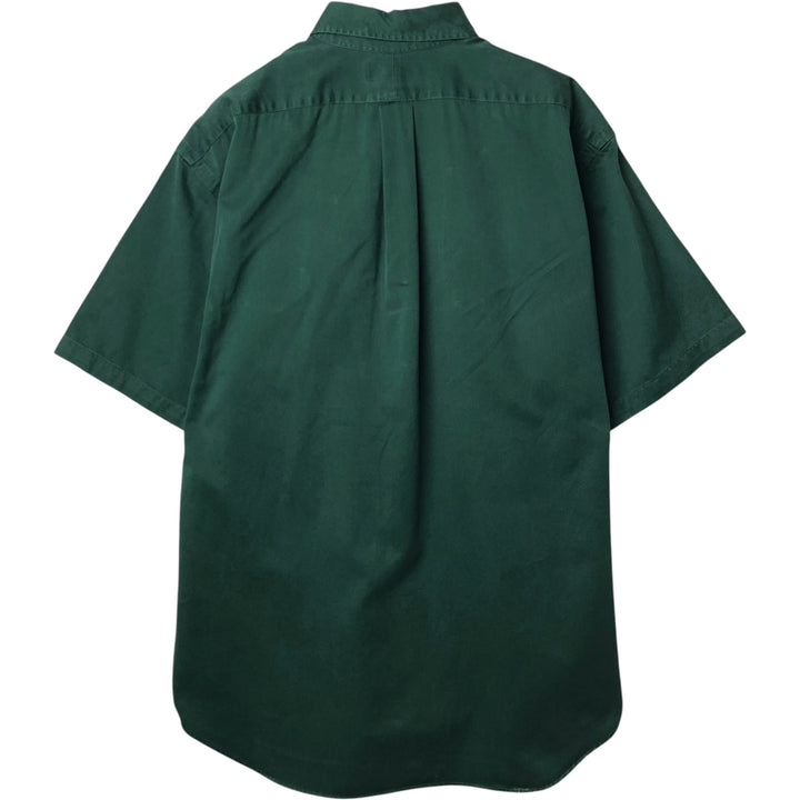 Ralph Lauren short sleeve button down shirt, men's size L cotton Green type dark green Vintage Second Hand