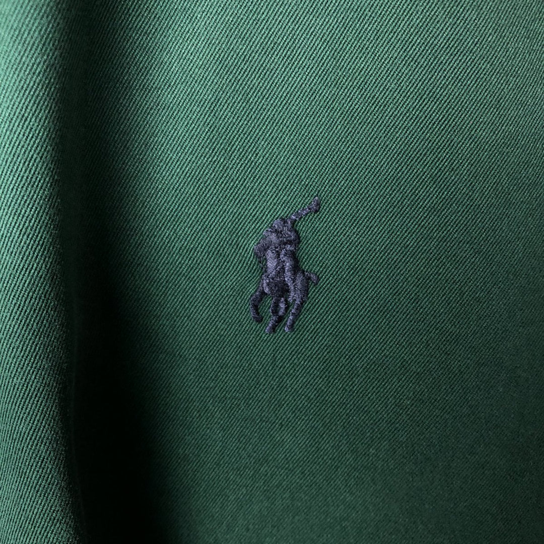 Ralph Lauren short sleeve button down shirt, men's size L cotton Green type dark green Vintage Second Hand