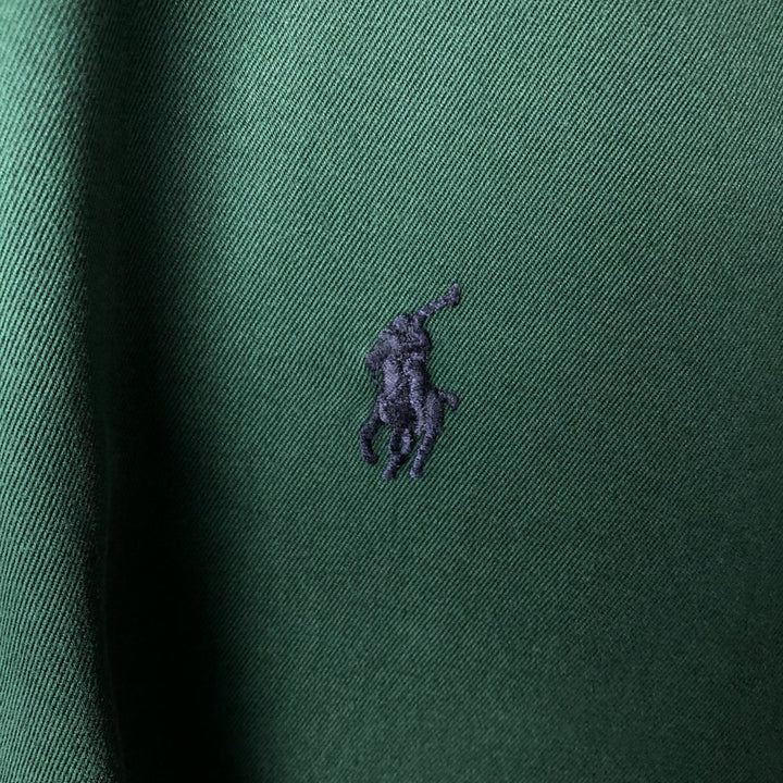 Ralph Lauren short sleeve button down shirt, men's size L cotton Green type dark green Vintage Second Hand