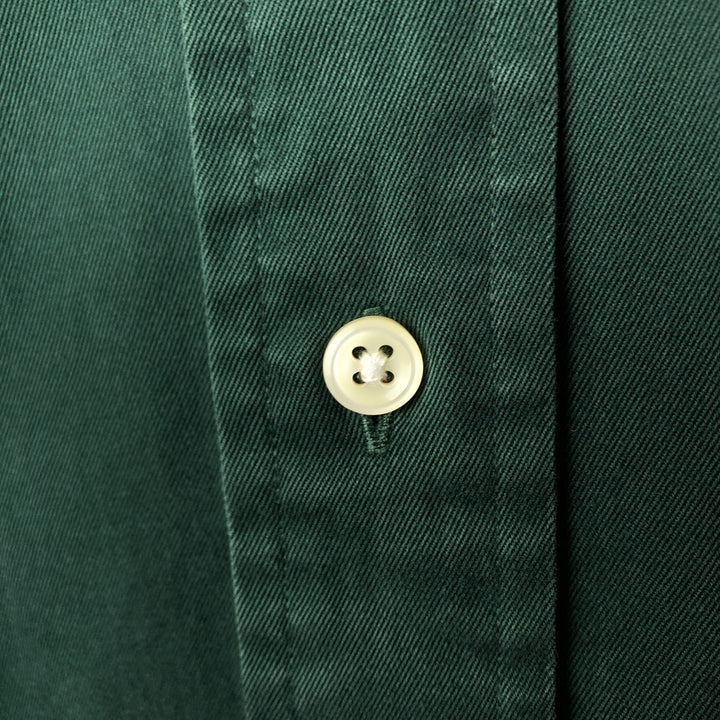 Ralph Lauren short sleeve button down shirt, men's size L cotton Green type dark green Vintage Second Hand