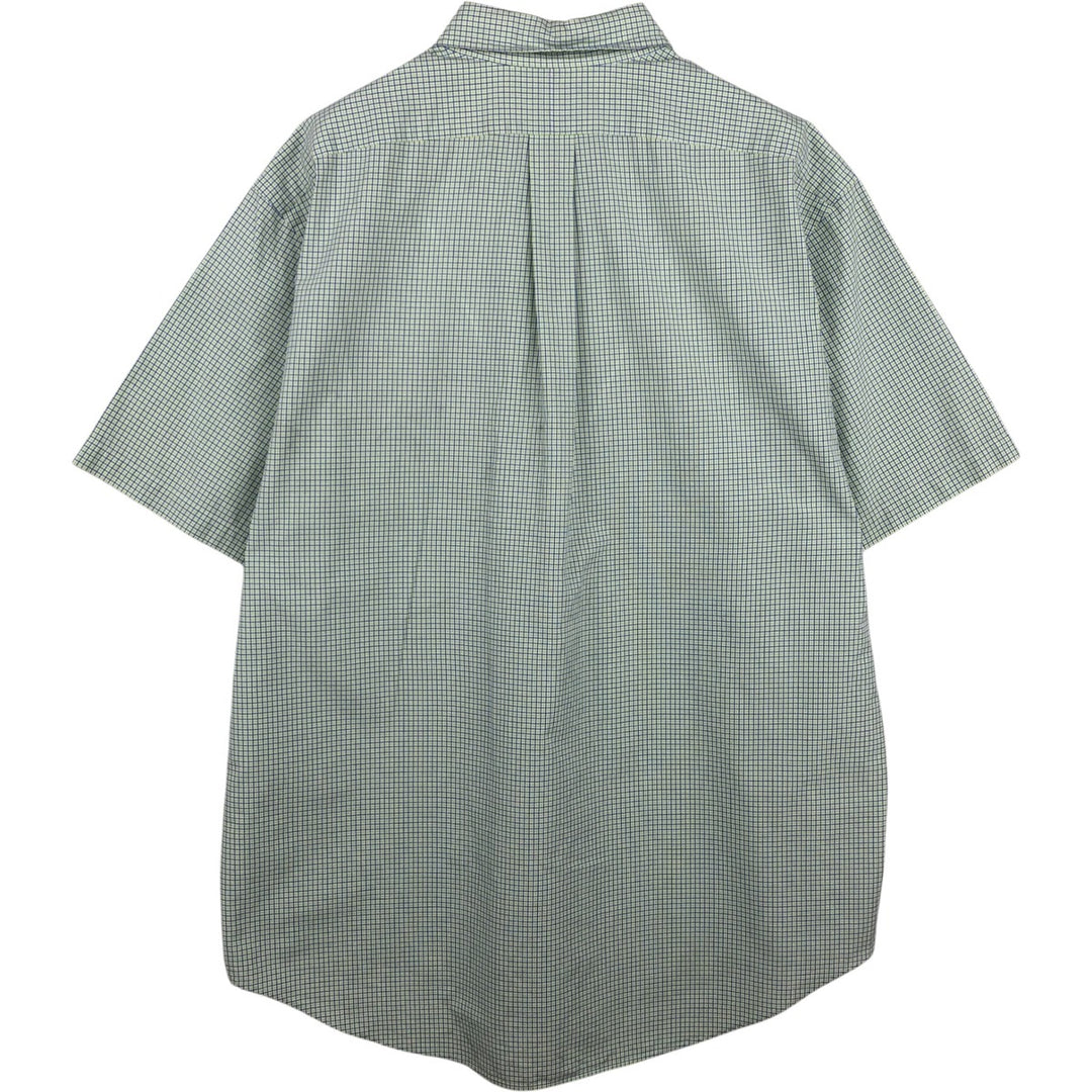 Ralph Lauren Classic Fit Short Sleeve Button Down Check Shirt Men's XL cotton green type yellow green Vintage Second Hand