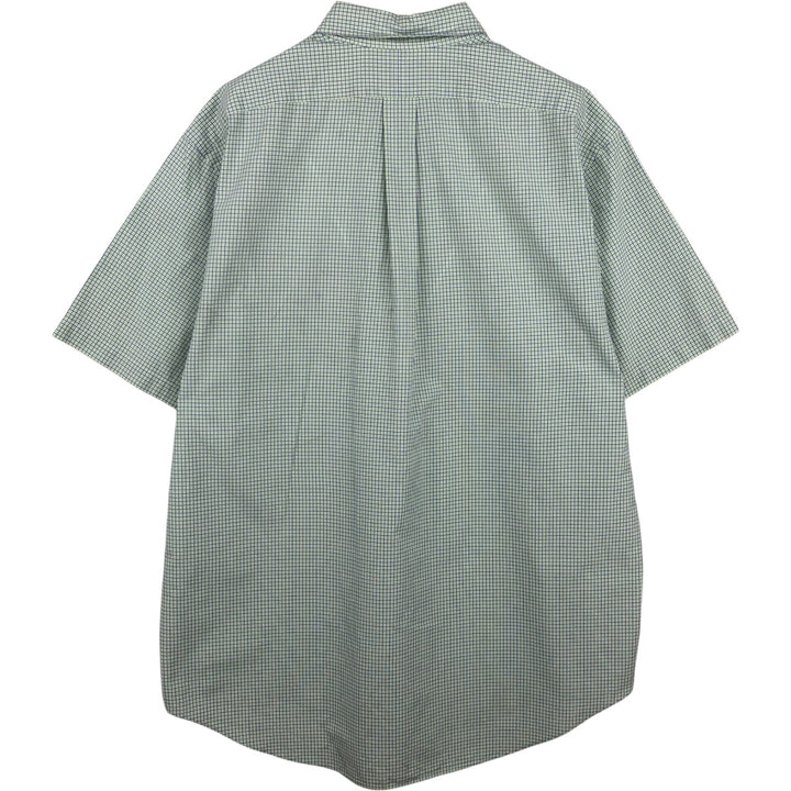Ralph Lauren Classic Fit Short Sleeve Button Down Check Shirt Men's XL cotton green type yellow green Vintage Second Hand