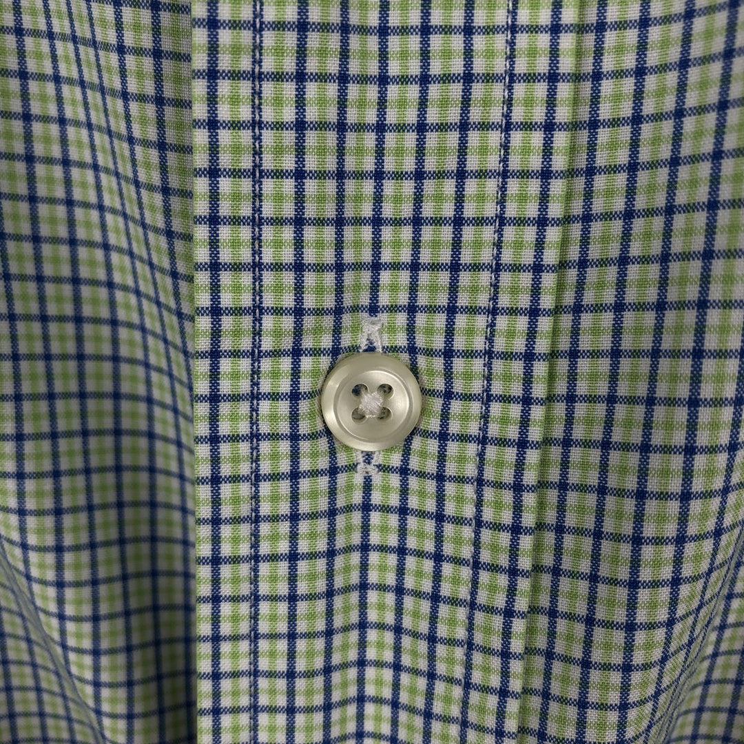 Ralph Lauren Classic Fit Short Sleeve Button Down Check Shirt Men's XL cotton green type yellow green Vintage Second Hand
