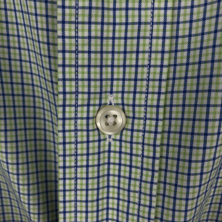 Ralph Lauren Classic Fit Short Sleeve Button Down Check Shirt Men's XL cotton green type yellow green Vintage Second Hand