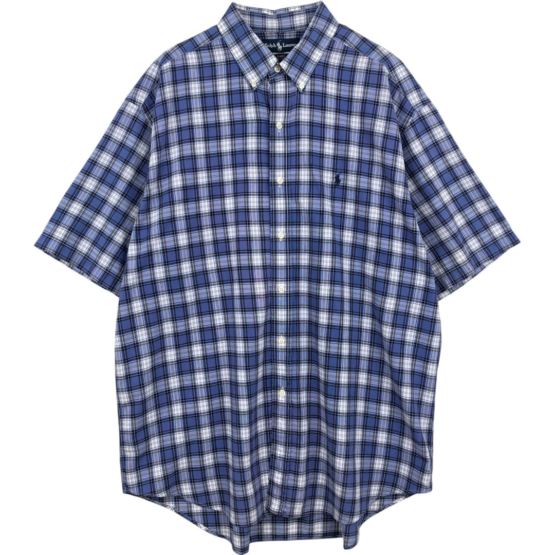 Ralph Lauren BLAKE short sleeve button down check shirt men's XL size cotton blue type Vintage Second Hand