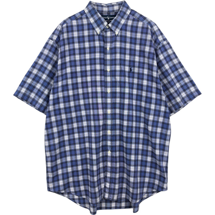 Ralph Lauren BLAKE short sleeve button down check shirt men's XL size cotton blue type Vintage Second Hand