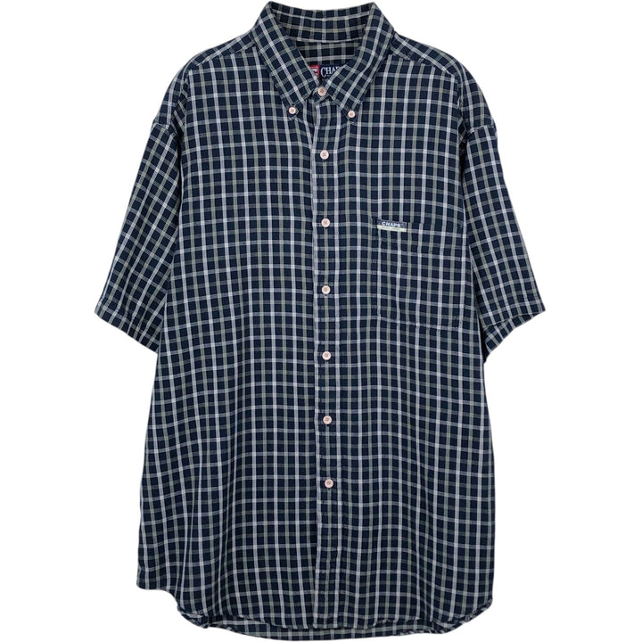 Ralph Lauren CHAPS short sleeve button down check shirt men's size L cotton navy blue type Vintage Second Hand