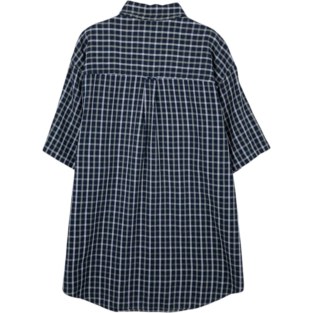 Ralph Lauren CHAPS short sleeve button down check shirt men's size L cotton navy blue type Vintage Second Hand