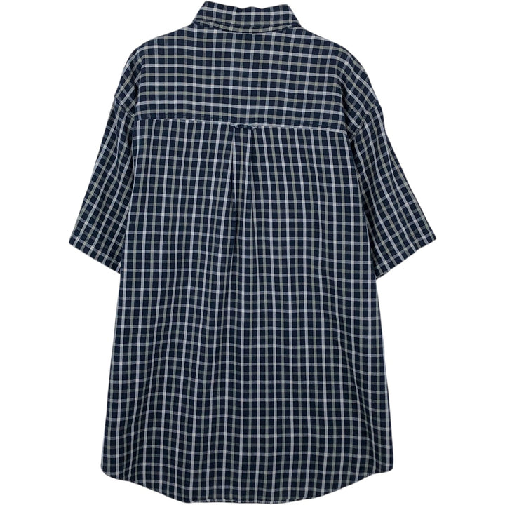 Ralph Lauren CHAPS short sleeve button down check shirt men's size L cotton navy blue type Vintage Second Hand