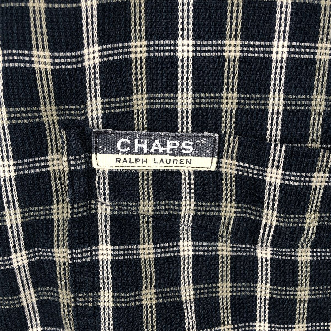 Ralph Lauren CHAPS short sleeve button down check shirt men's size L cotton navy blue type Vintage Second Hand
