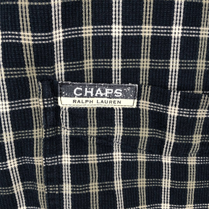 Ralph Lauren CHAPS short sleeve button down check shirt men's size L cotton navy blue type Vintage Second Hand