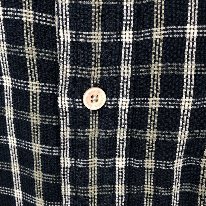 Ralph Lauren CHAPS short sleeve button down check shirt men's size L cotton navy blue type Vintage Second Hand