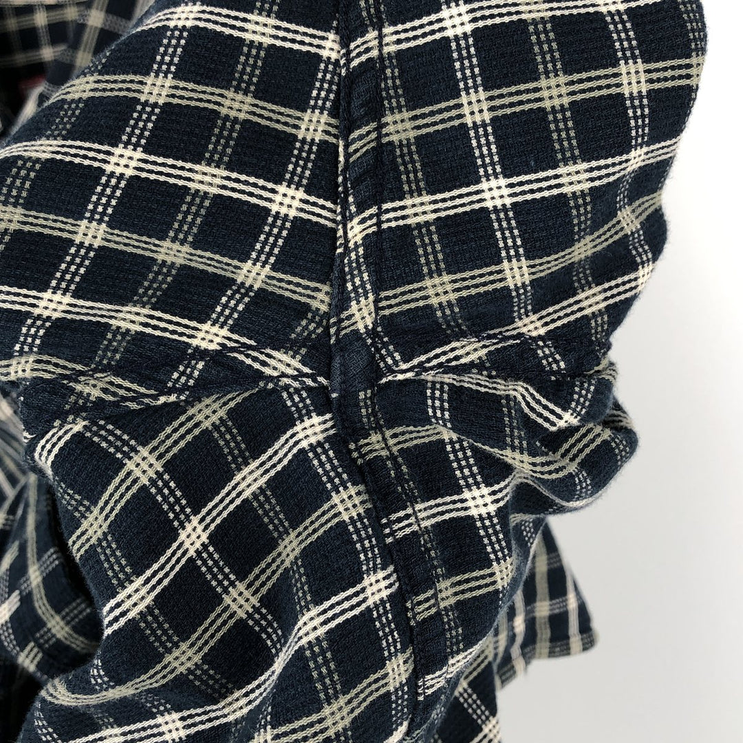 Ralph Lauren CHAPS short sleeve button down check shirt men's size L cotton navy blue type Vintage Second Hand