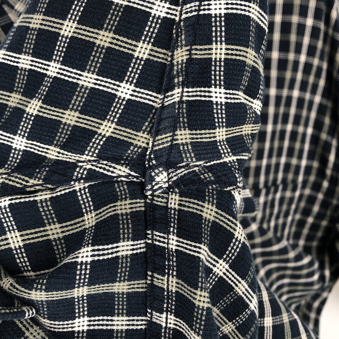 Ralph Lauren CHAPS short sleeve button down check shirt men's size L cotton navy blue type Vintage Second Hand