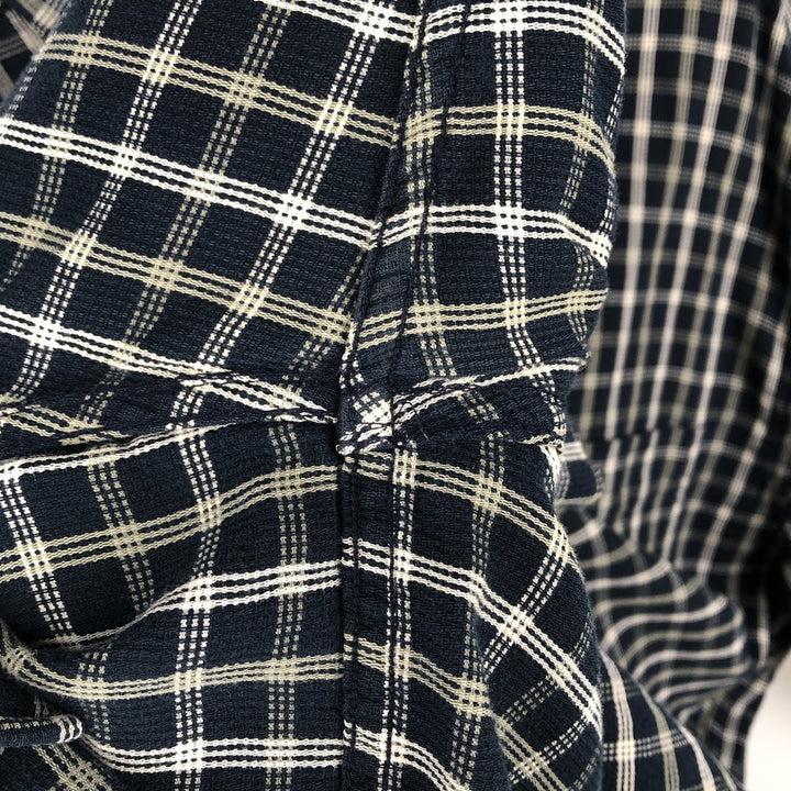 Ralph Lauren CHAPS short sleeve button down check shirt men's size L cotton navy blue type Vintage Second Hand