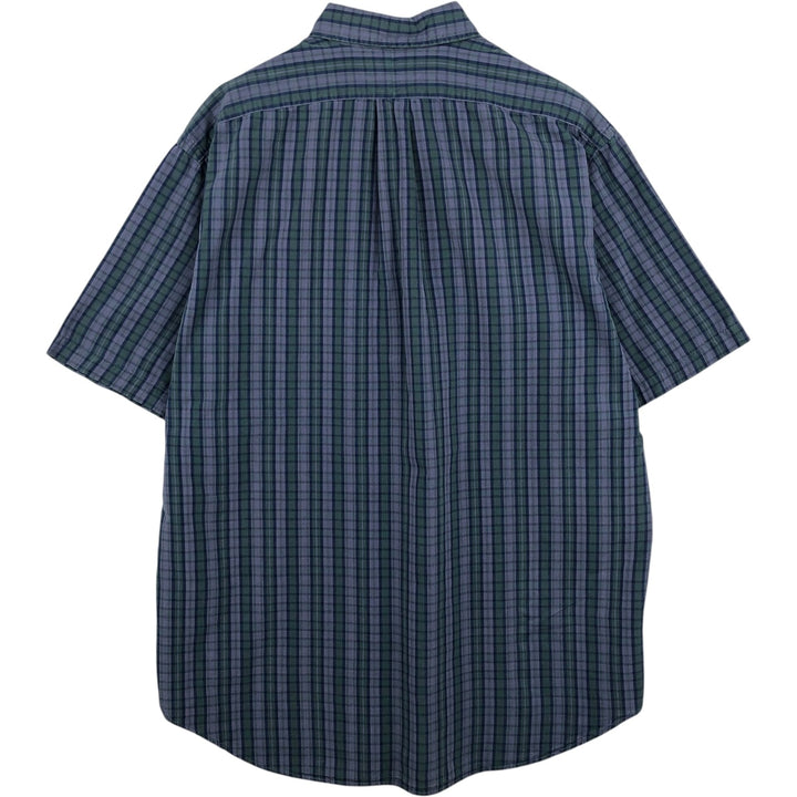 Ralph Lauren BLAKE short sleeve button down check shirt, men's size L cotton navy blue type Vintage Second Hand
