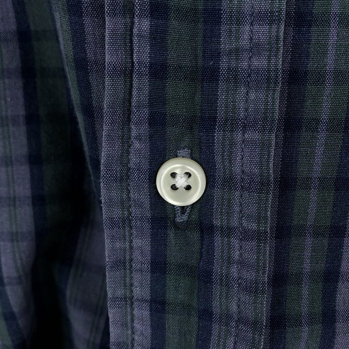 Ralph Lauren BLAKE short sleeve button down check shirt, men's size L cotton navy blue type Vintage Second Hand