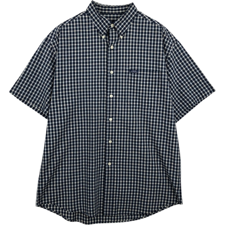 Ralph Lauren CHAPS short sleeve button down check shirt men's size L cotton navy blue type Vintage Second Hand