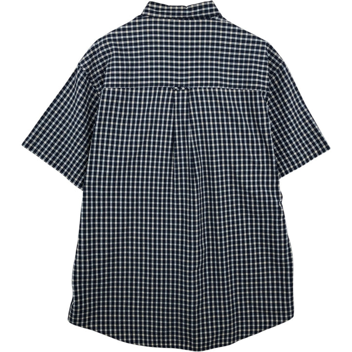 Ralph Lauren CHAPS short sleeve button down check shirt men's size L cotton navy blue type Vintage Second Hand