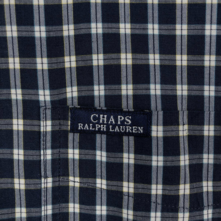 Ralph Lauren CHAPS short sleeve button down check shirt men's size L cotton navy blue type Vintage Second Hand