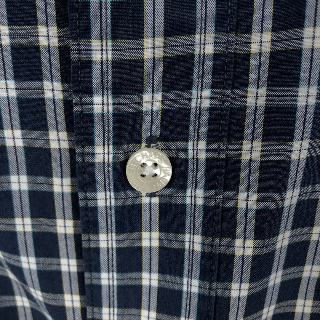 Ralph Lauren CHAPS short sleeve button down check shirt men's size L cotton navy blue type Vintage Second Hand