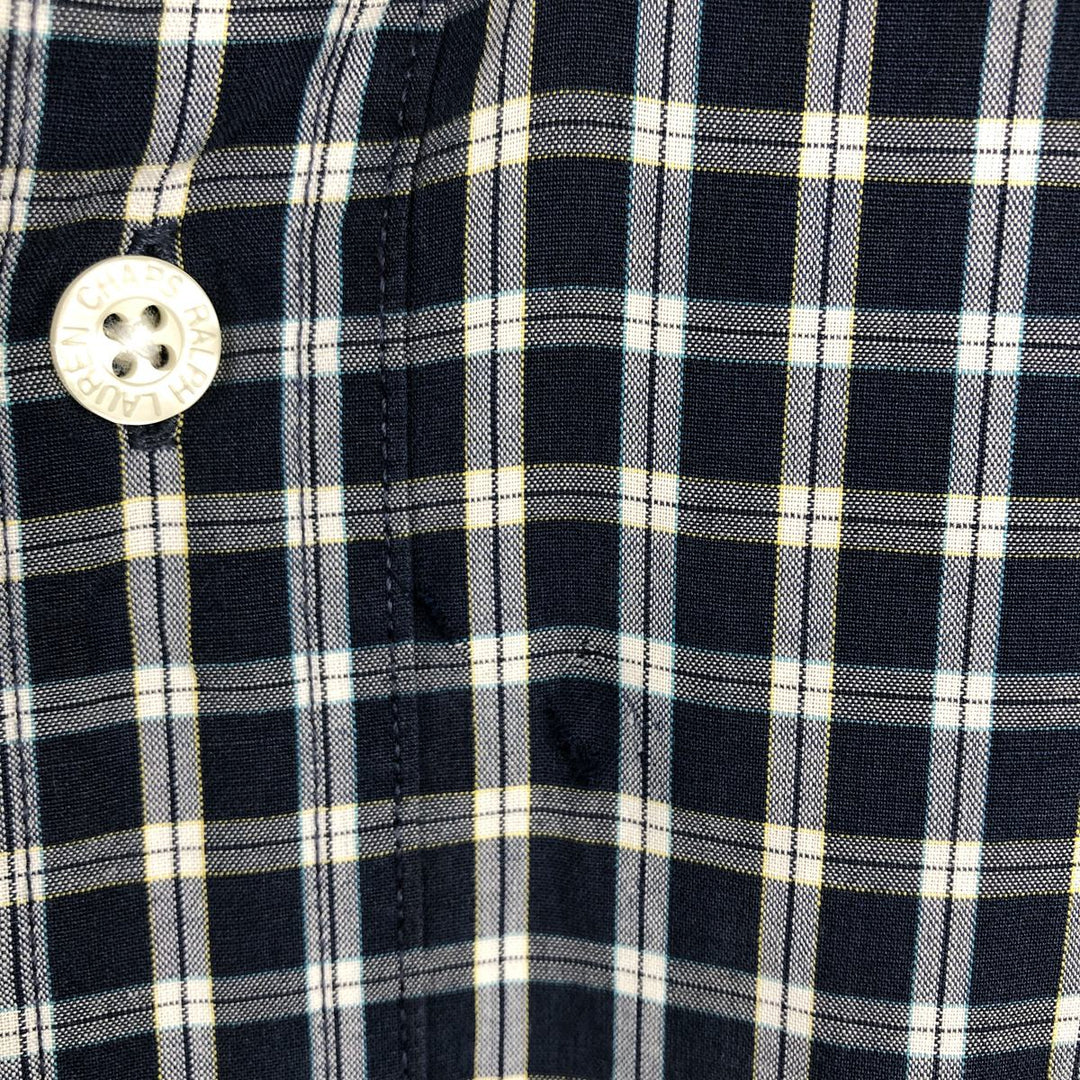 Ralph Lauren CHAPS short sleeve button down check shirt men's size L cotton navy blue type Vintage Second Hand